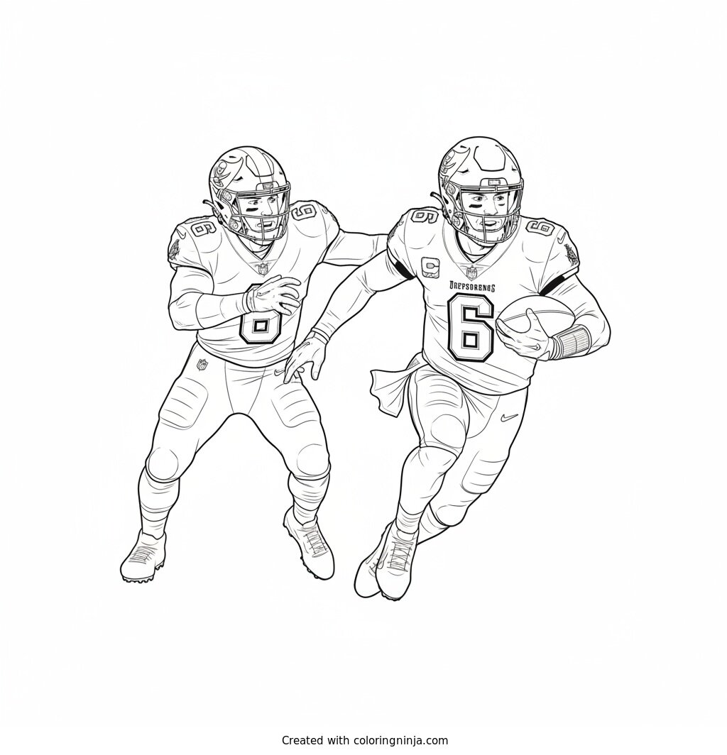 Baker Mayfield Scrambling Out of Pressure Coloring Page