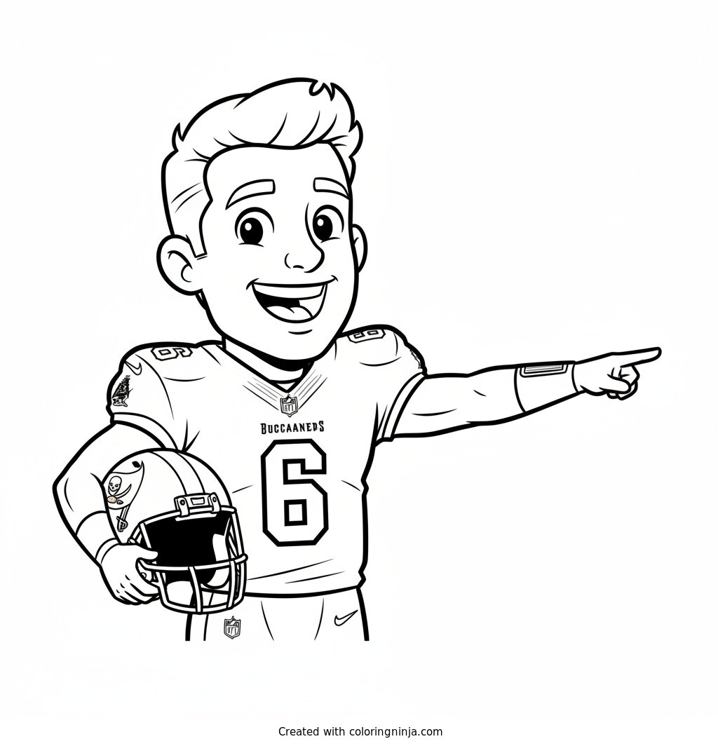 Baker Mayfield Cartoon Football Star Coloring Page
