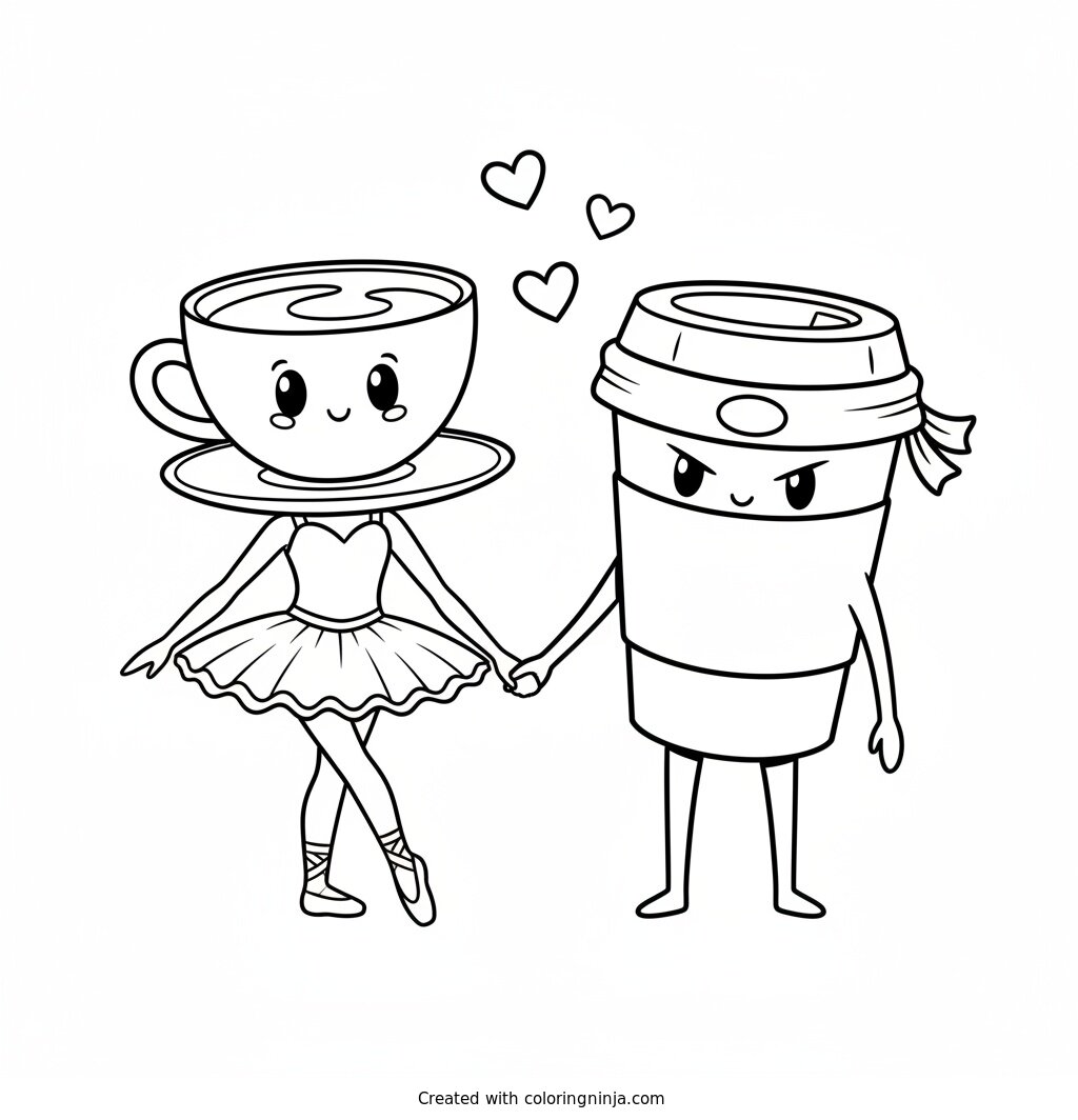 Ballerina Cappuccina and Cappuccino Assassino Coloring Page
