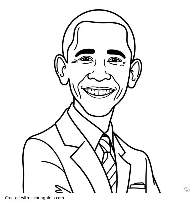 A coloring page of Barack obama