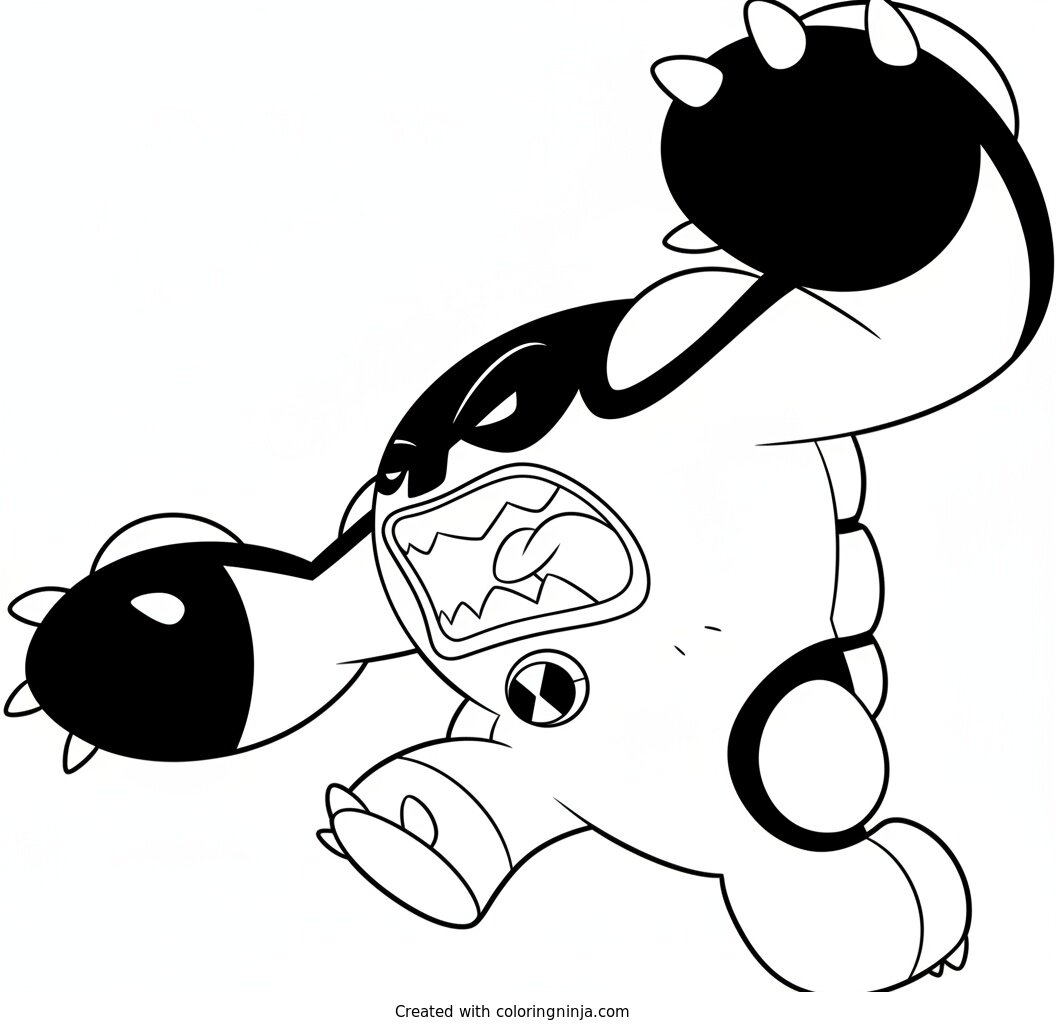Coloring page of Ben 10's Four Arms Alien Transformation