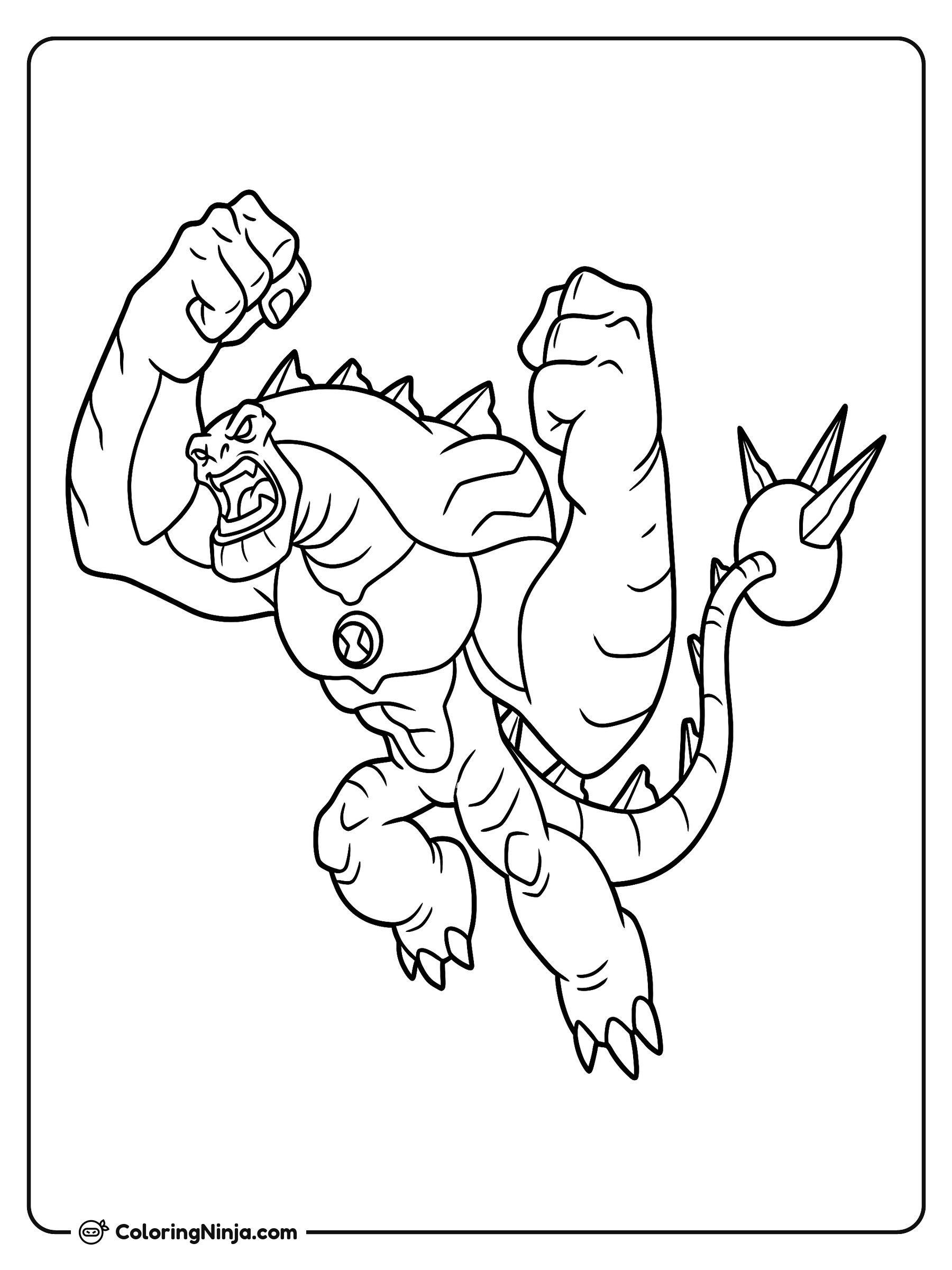 Humungousaur de Ben 10 con cola espinosa: dibujo para colorear