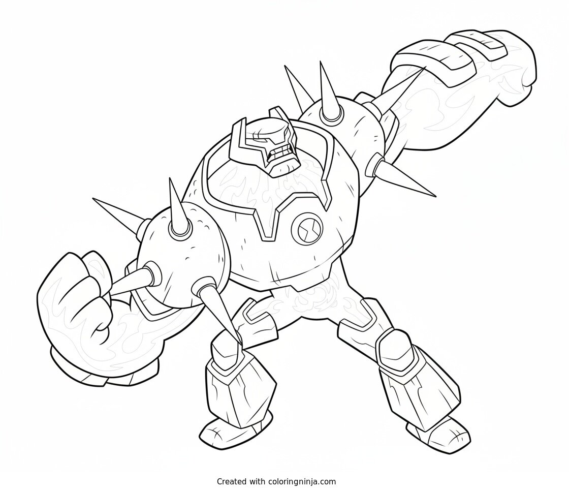 Coloring page of Ben 10's Water Hazard Alien Form