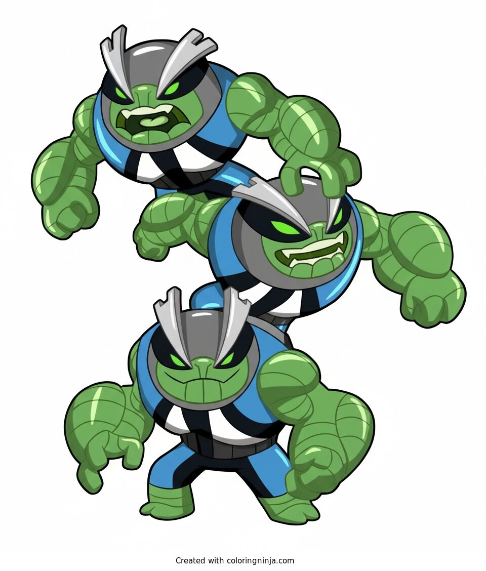 Coloring page of Ben 10's The Worst Alien Stacked Up