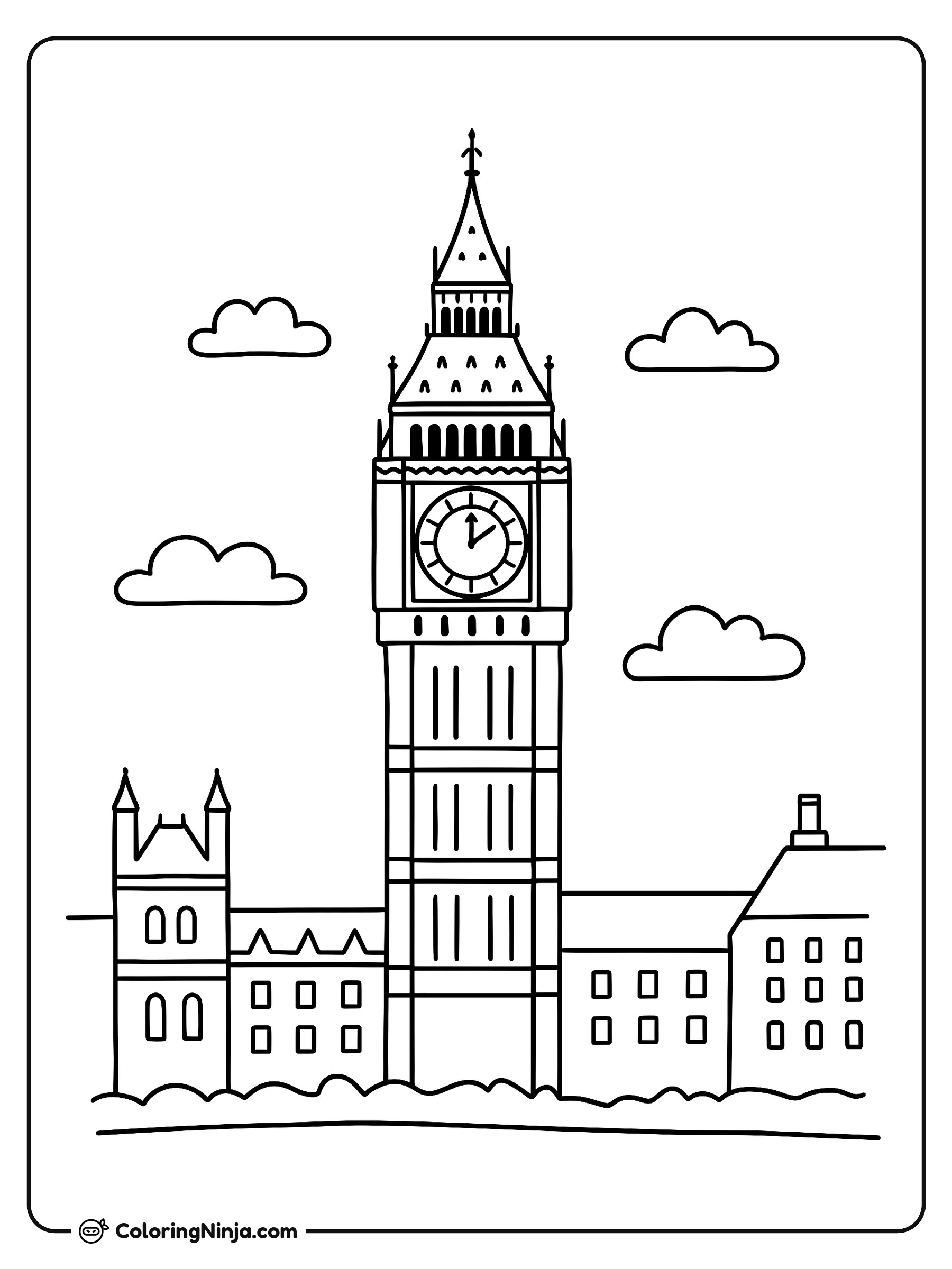 El Big Ben en Londres: dibujo para colorear