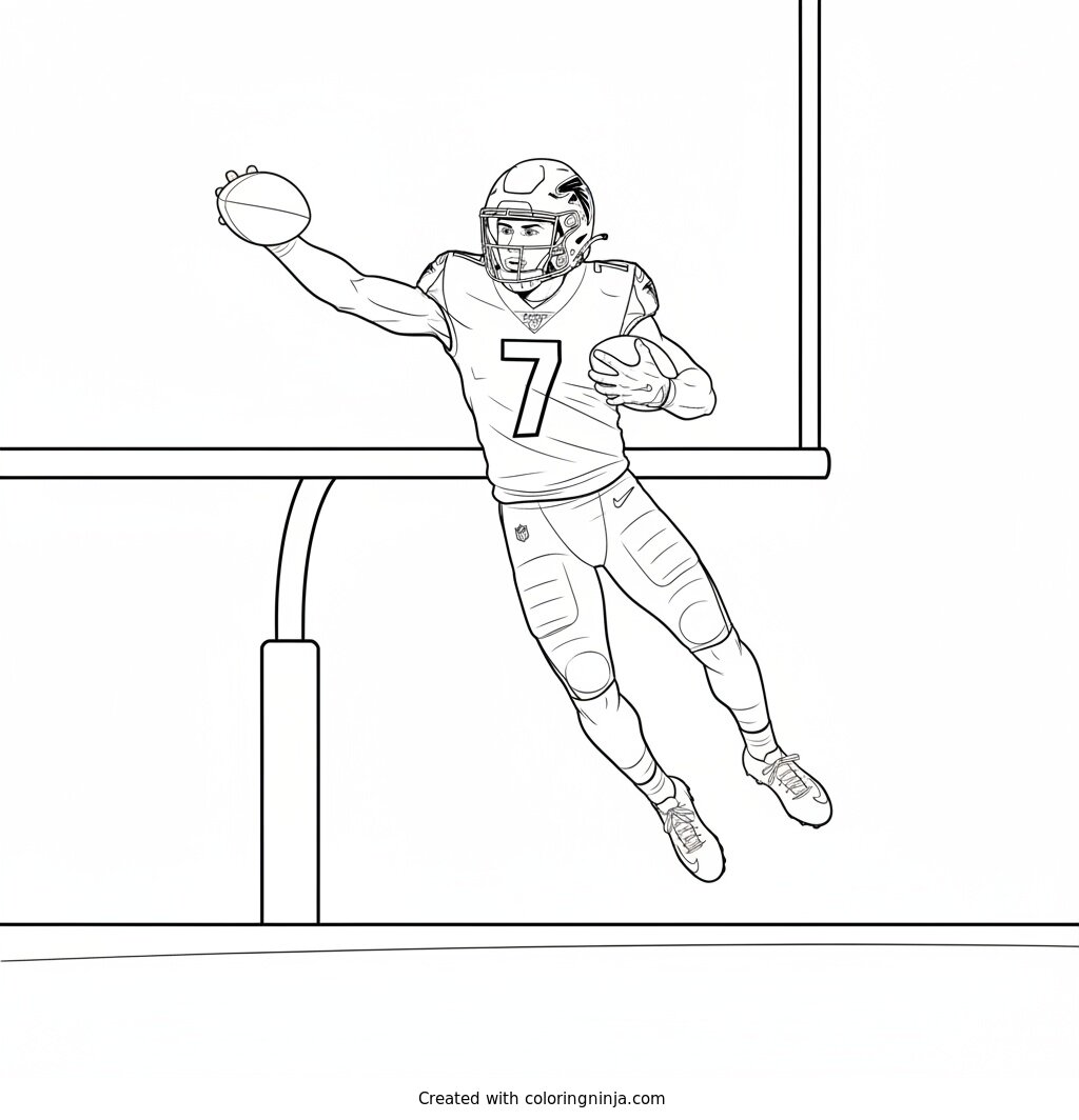 Bijan Robinson Leaps to Score Coloring Page