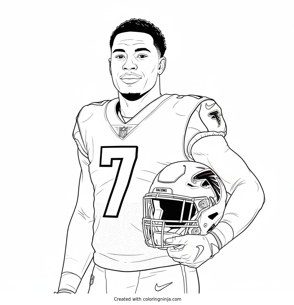 Bijan Robinson Holding His Helmet Coloring Page