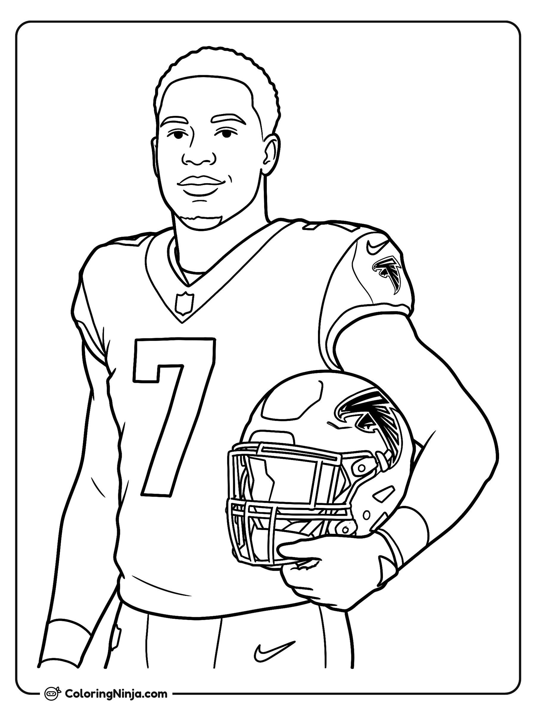 Bijan Robinson sosteniendo su casco: dibujo para colorear