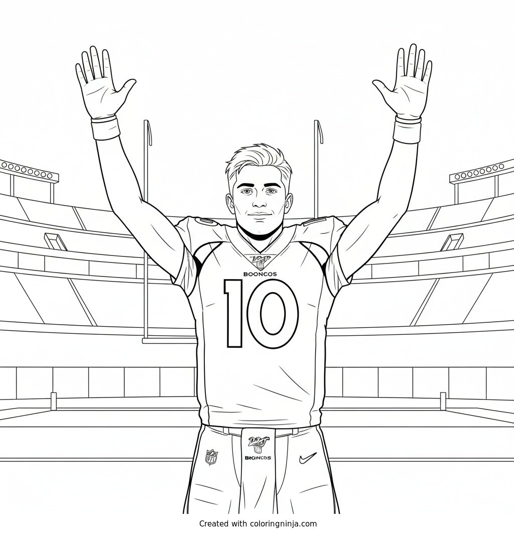Bo Nix Touchdown Victory Coloring Page