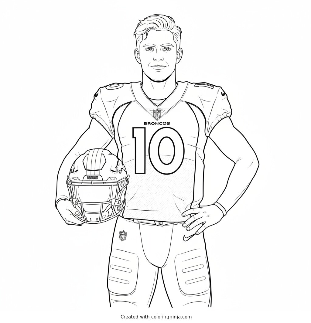 Bo Nix Player Portrait Coloring Page