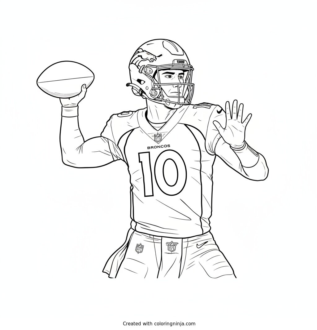 Bo Nix Throwing Deep Coloring Page