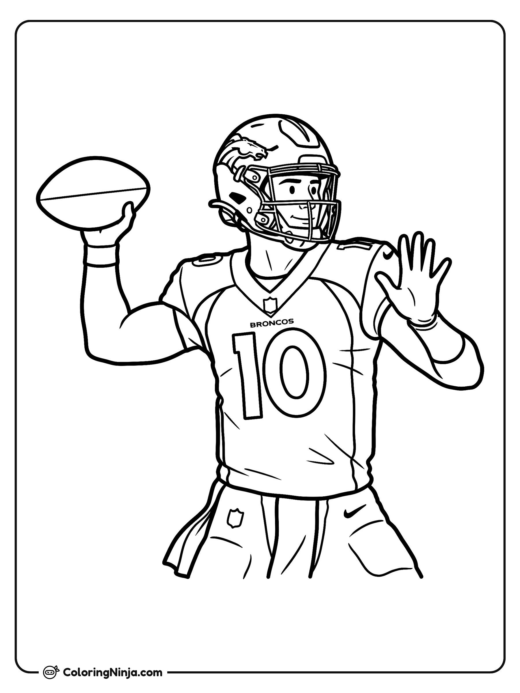 Bo Nix Lanzando un Pase Largo: dibujo para colorear