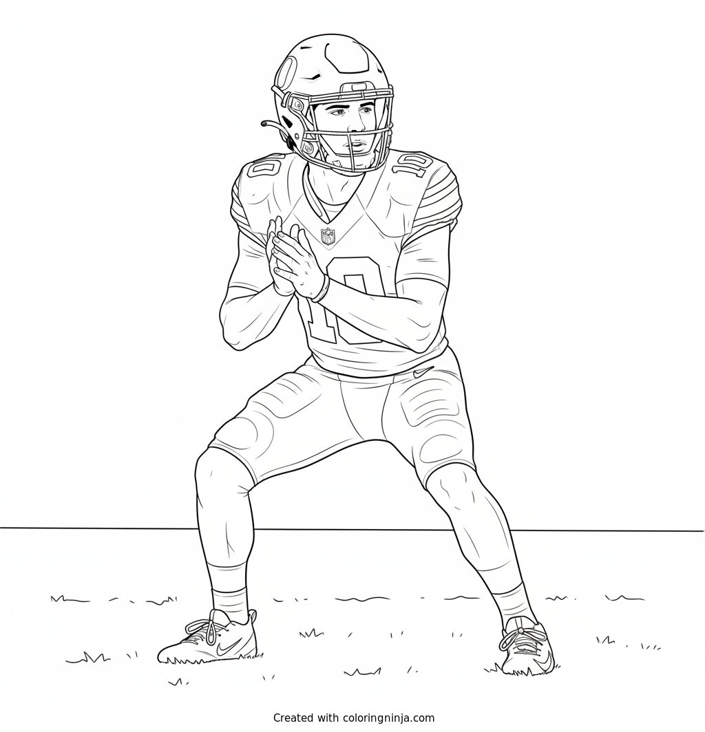 Bo Nix Calling the Play Coloring Page