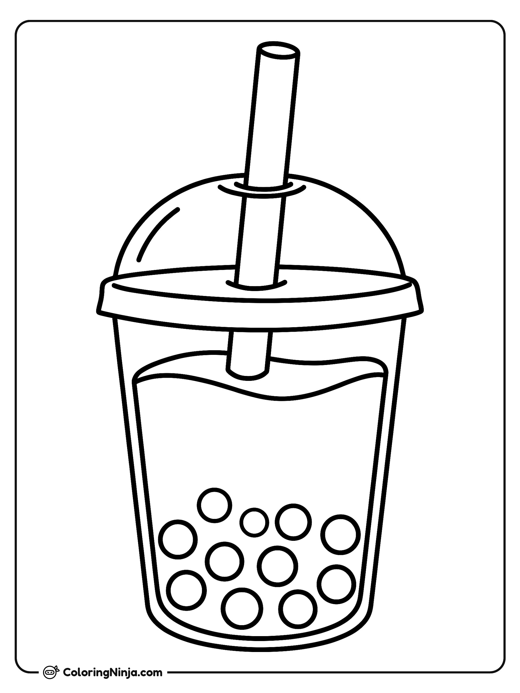 Té boba en vaso para llevar: dibujo para colorear