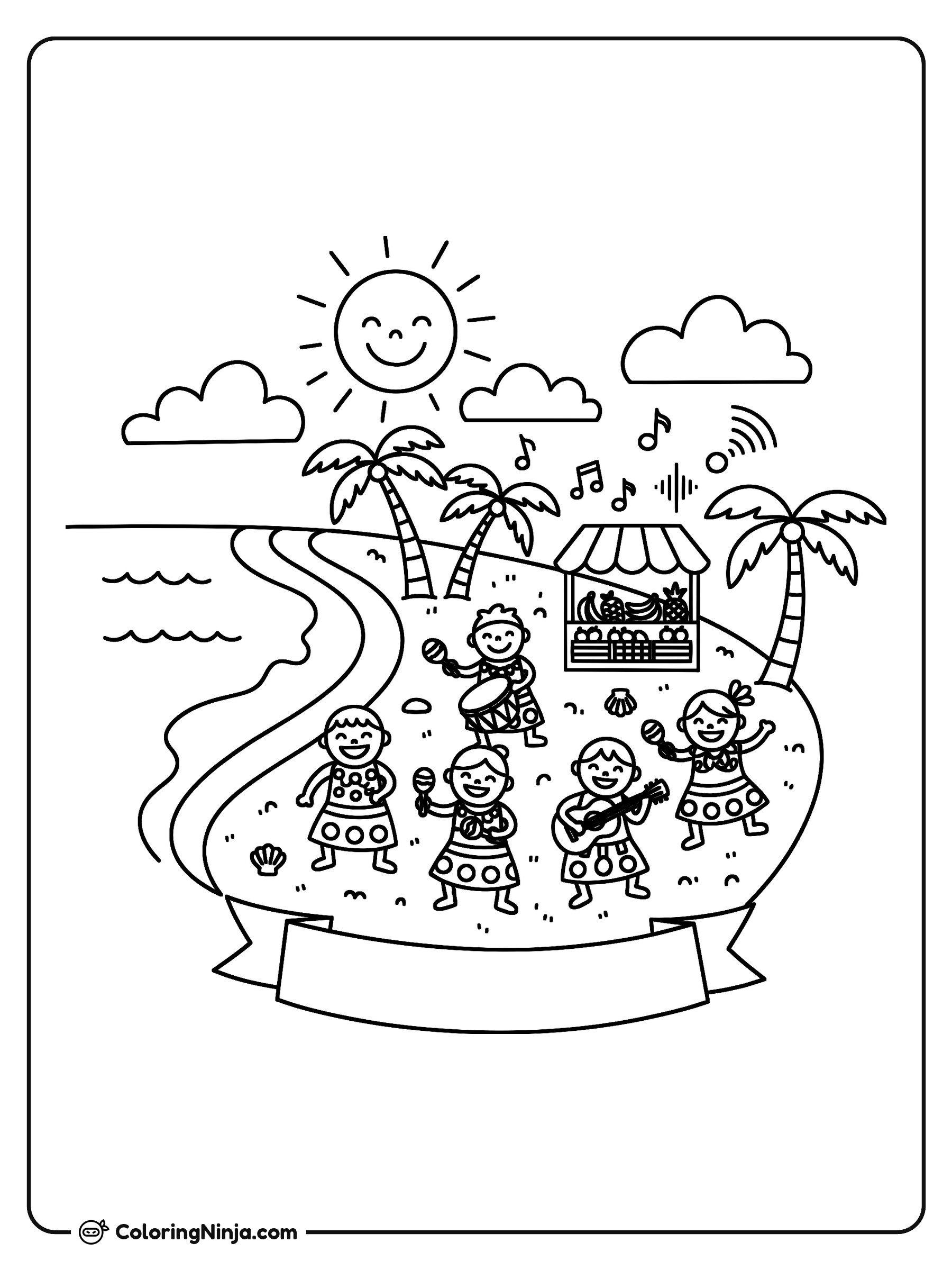 Isla Tropical de Borikén: dibujo para colorear