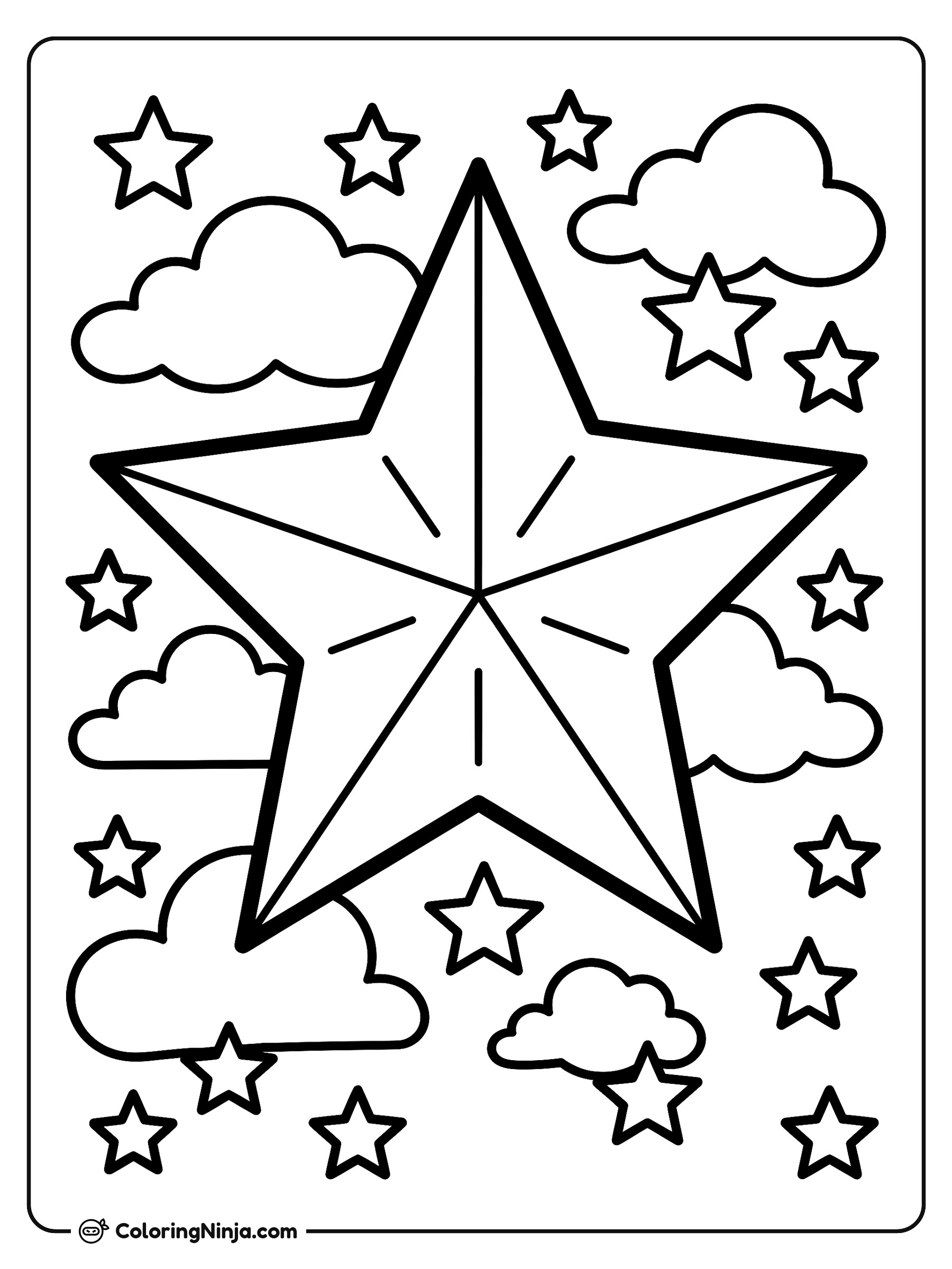 Shining Christmas Star Coloring Page