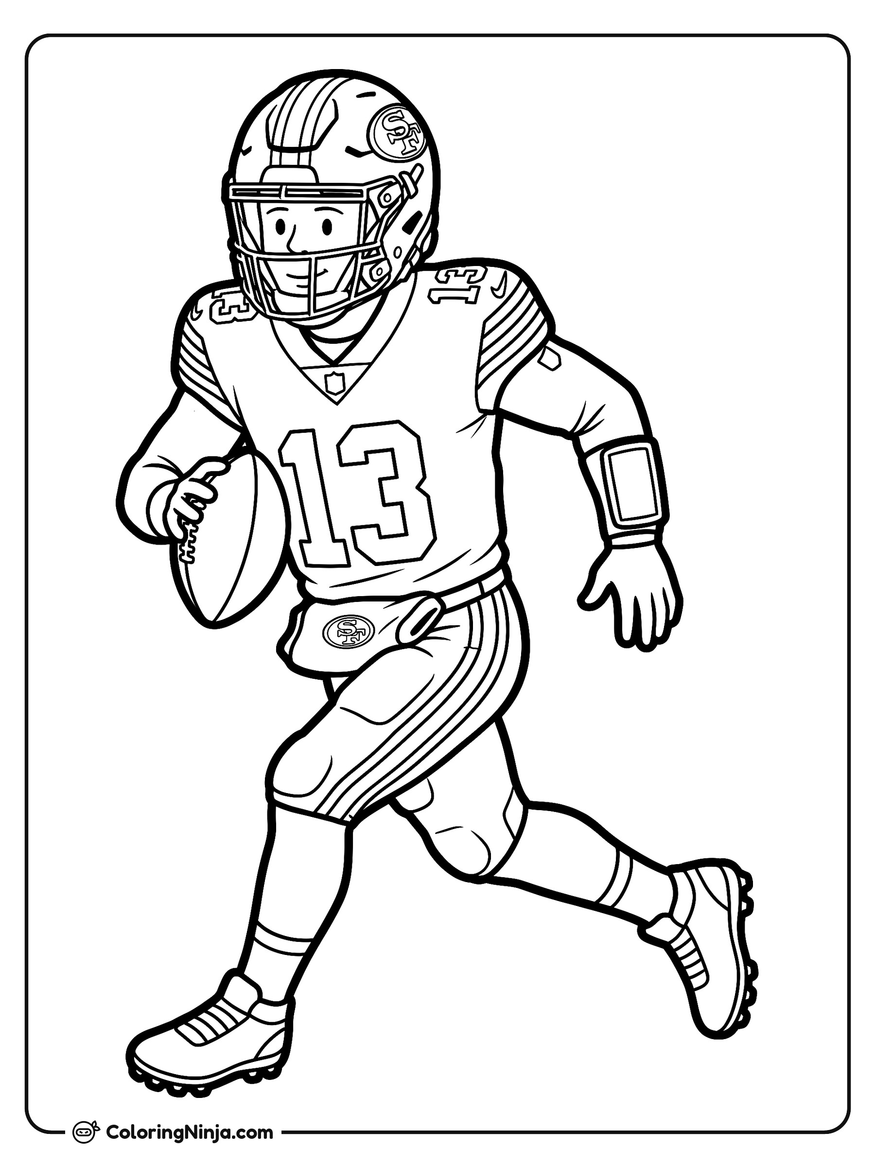 Brock Purdy Scrambling for Yards Coloring Page