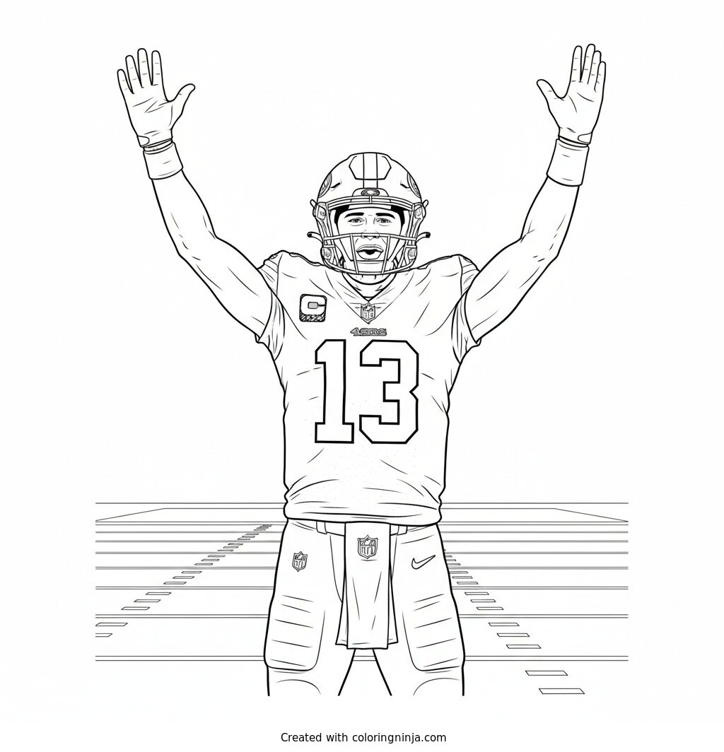 Brock Purdy Touchdown Celebration Coloring Page