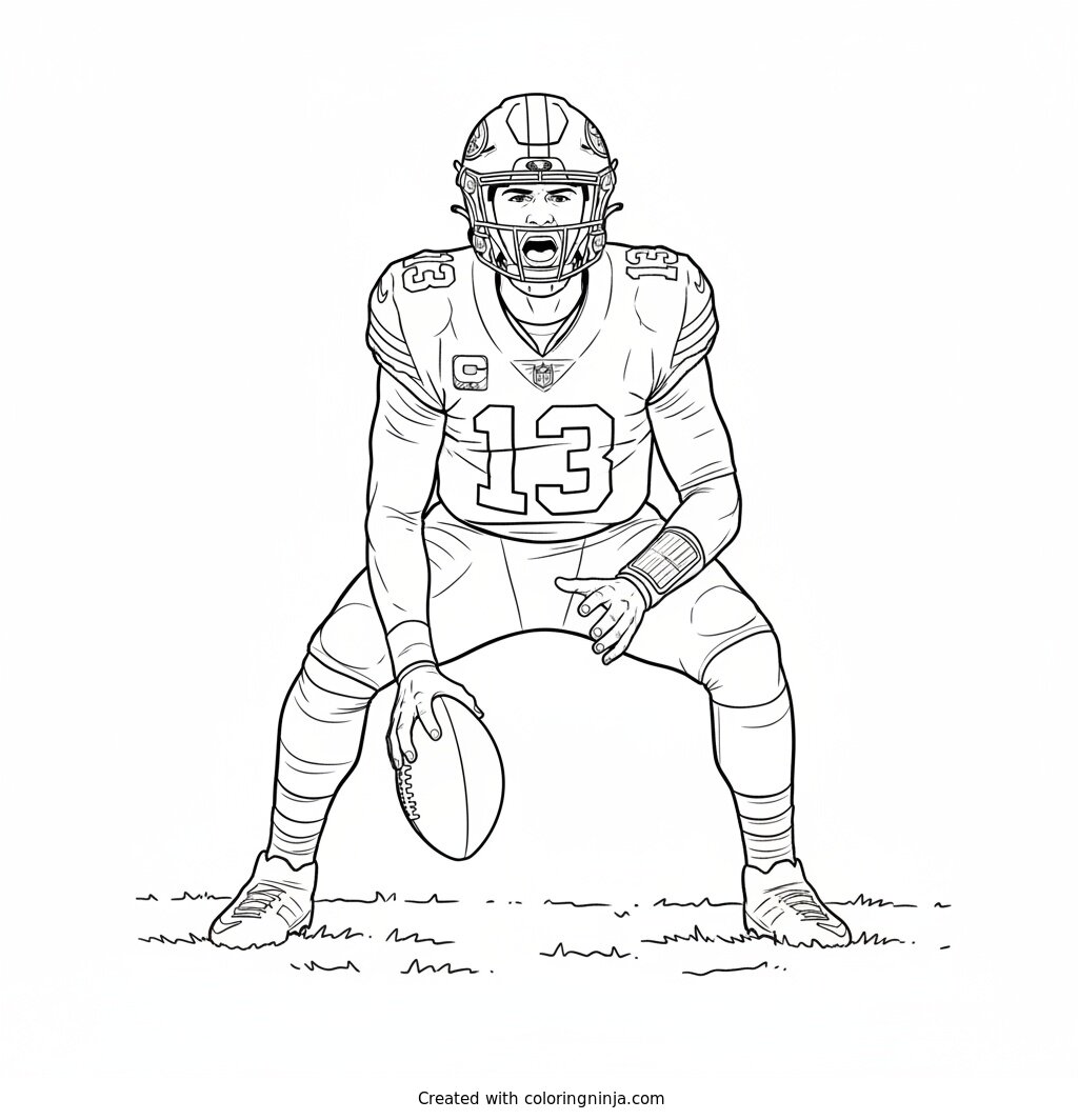 Brock Purdy Calling the Play Coloring Page