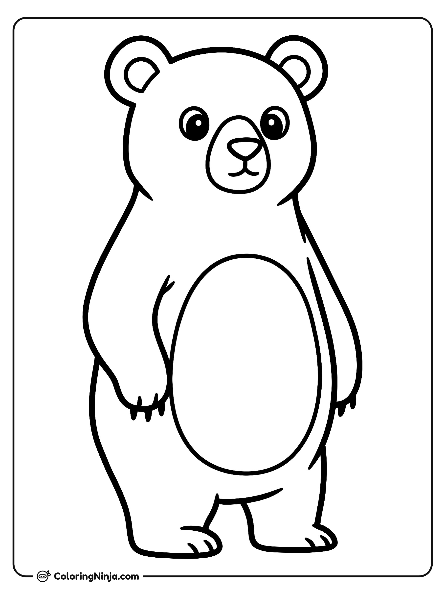 Oso pardo de pie: dibujo para colorear