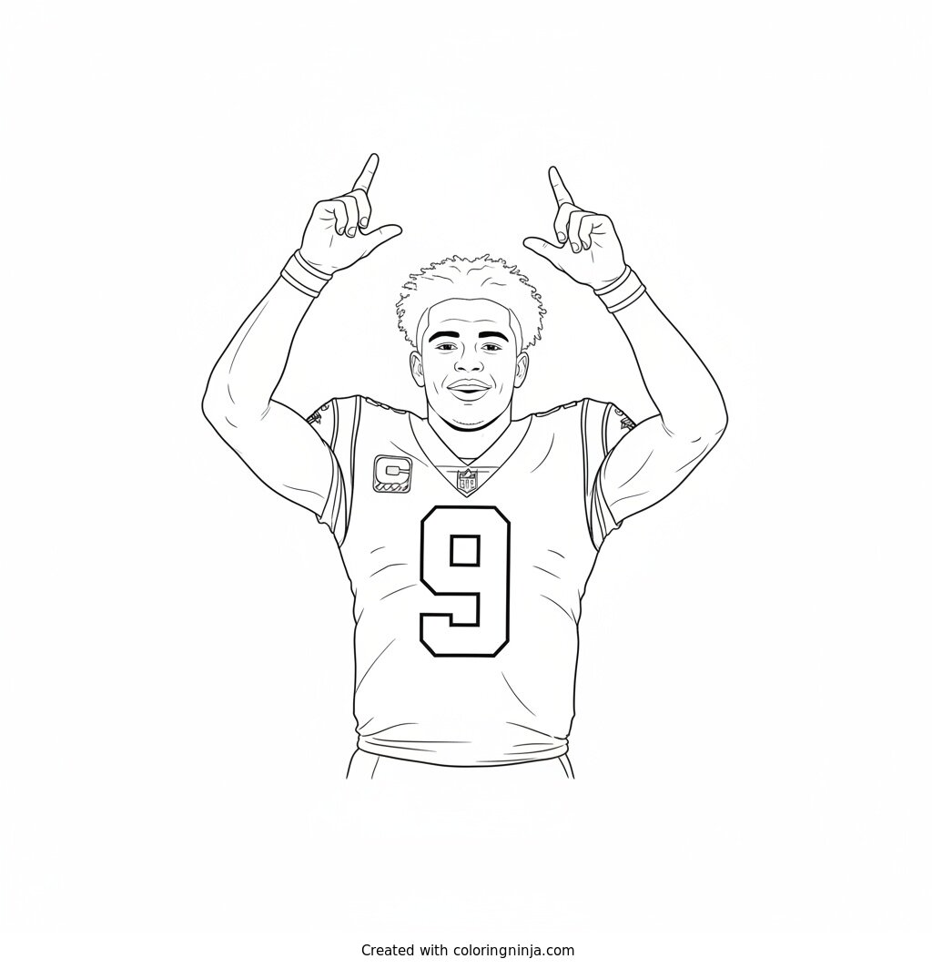 Bryce Young Touchdown Celebration Coloring Page