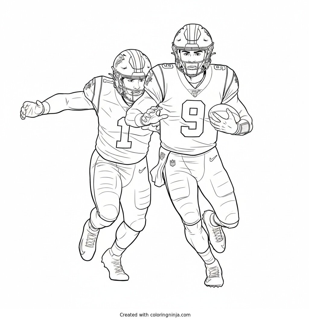 Bryce Young Scrambling Away Coloring Page