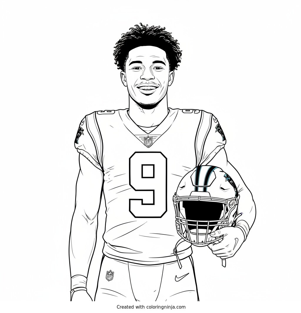 Bryce Young Sideline Portrait Coloring Page