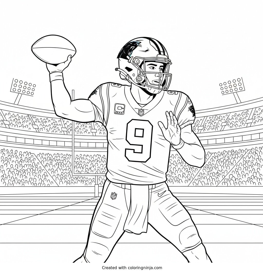 Bryce Young Throws Deep Coloring Page