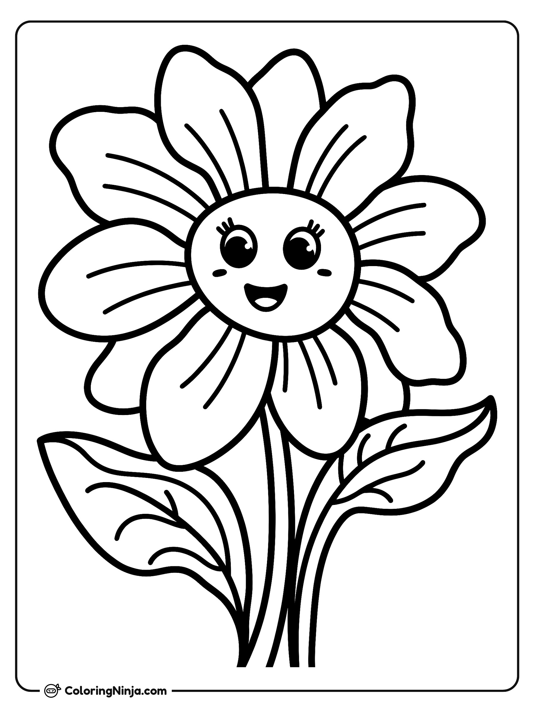 Flor alegre del jardín: dibujo para colorear