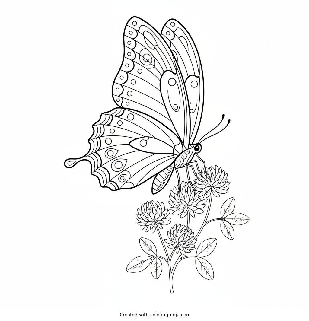 Butterfly in the Garden Coloring Page