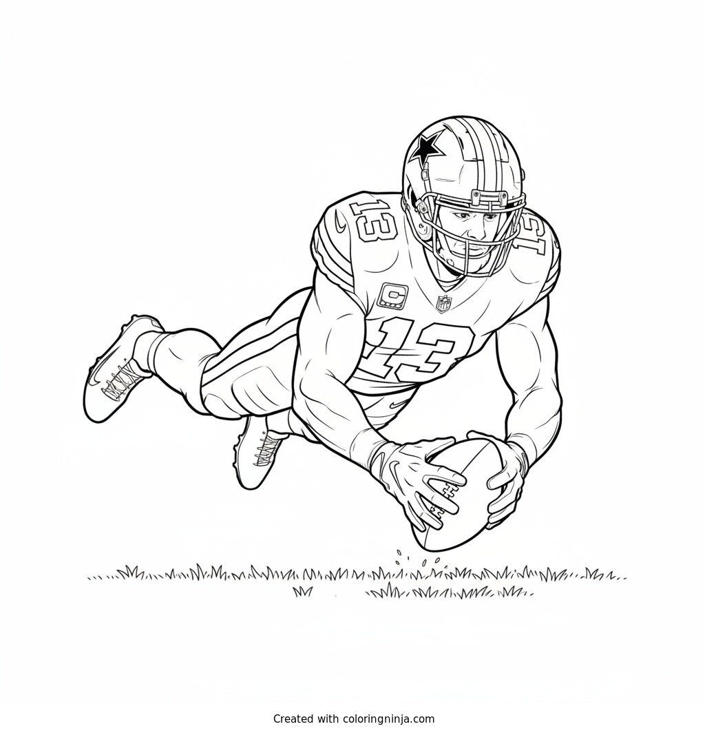 Caleb Downs Diving Interception Catch Coloring Page