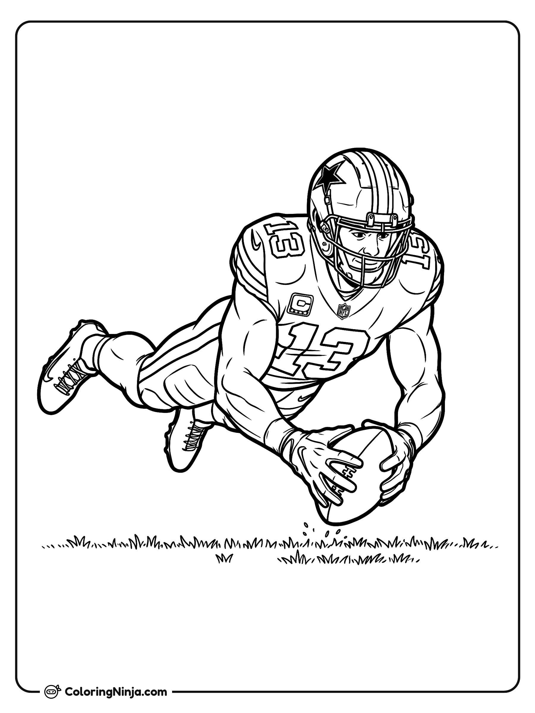 Caleb Downs atrapando una intercepción: dibujo para colorear