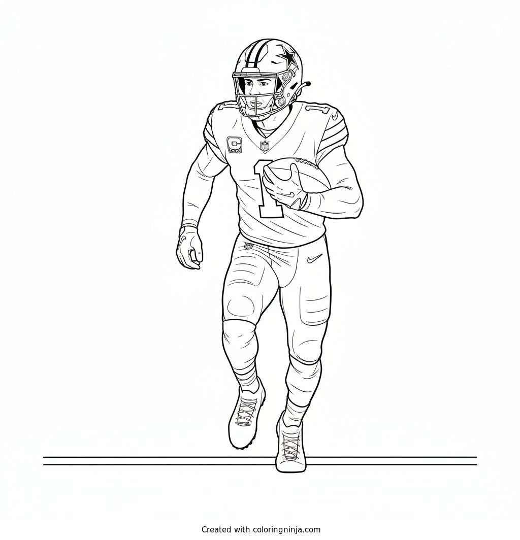 Caleb Downs Sideline Interception Return Coloring Page