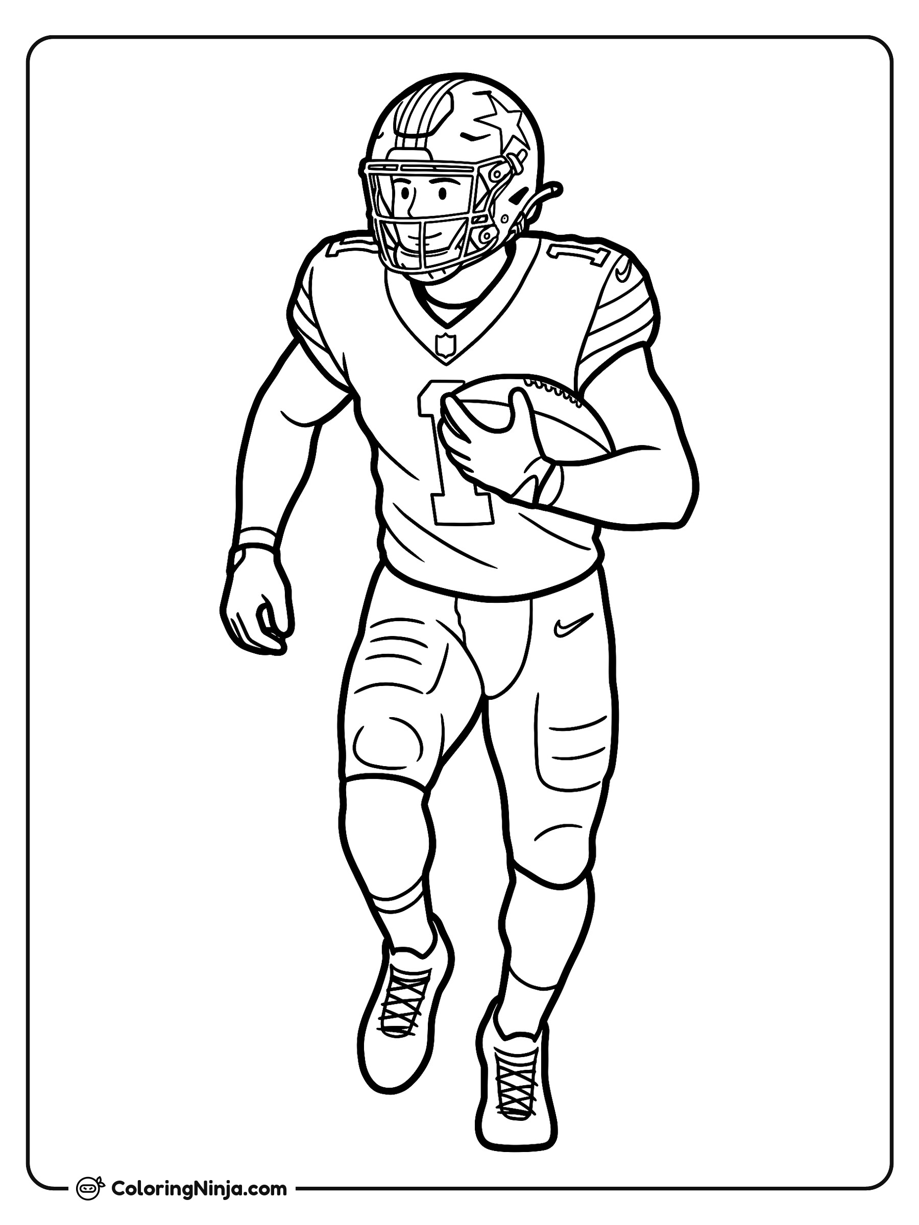 Caleb Downs regresando una intercepción: dibujo para colorear