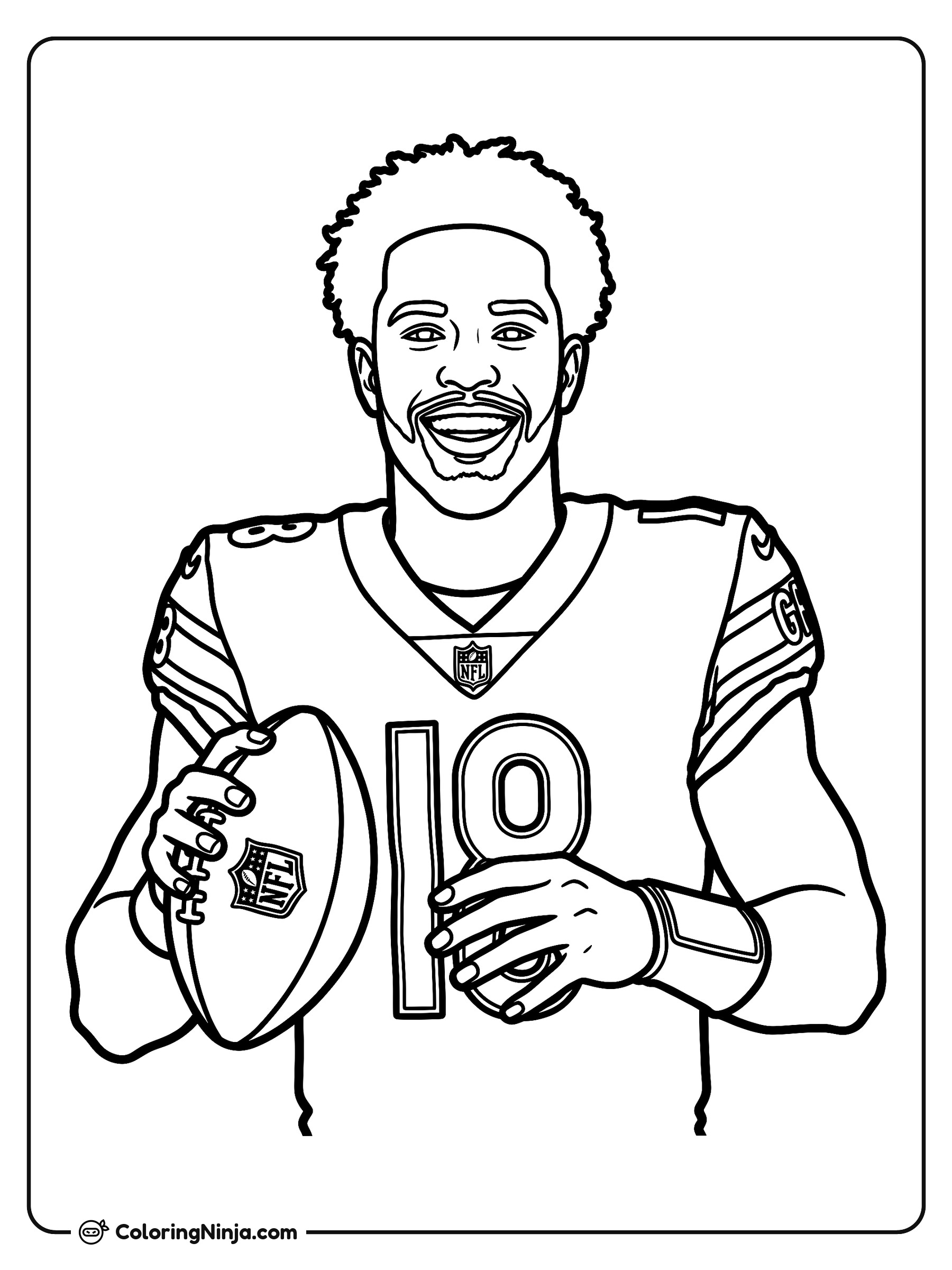 Retrato sonriente de Caleb Williams: dibujo para colorear