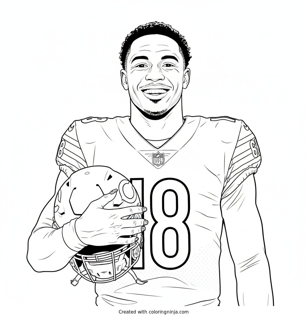 Caleb Williams Sideline Portrait Coloring Page