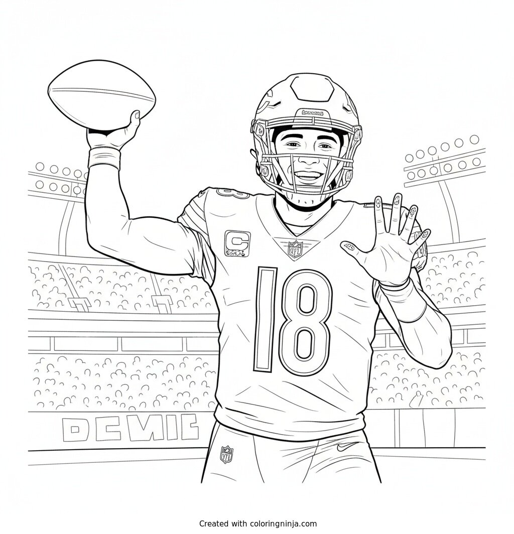 Caleb Williams Deep Throw Coloring Page