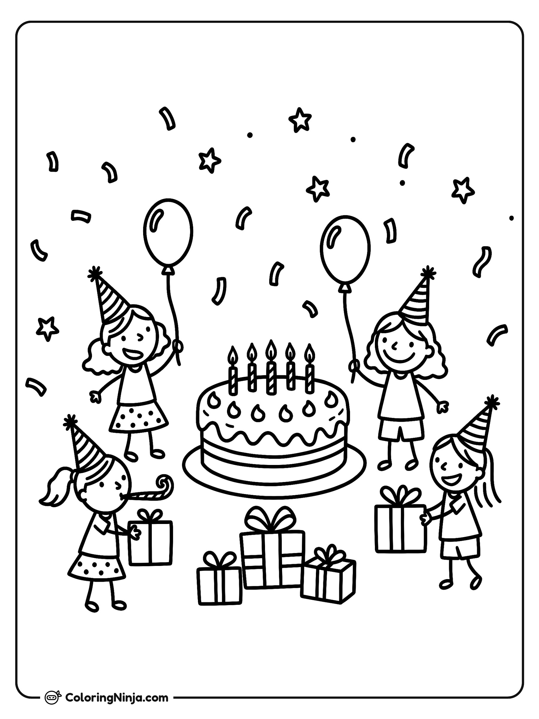 Can You Create the Birthday Event Party Coloring Page