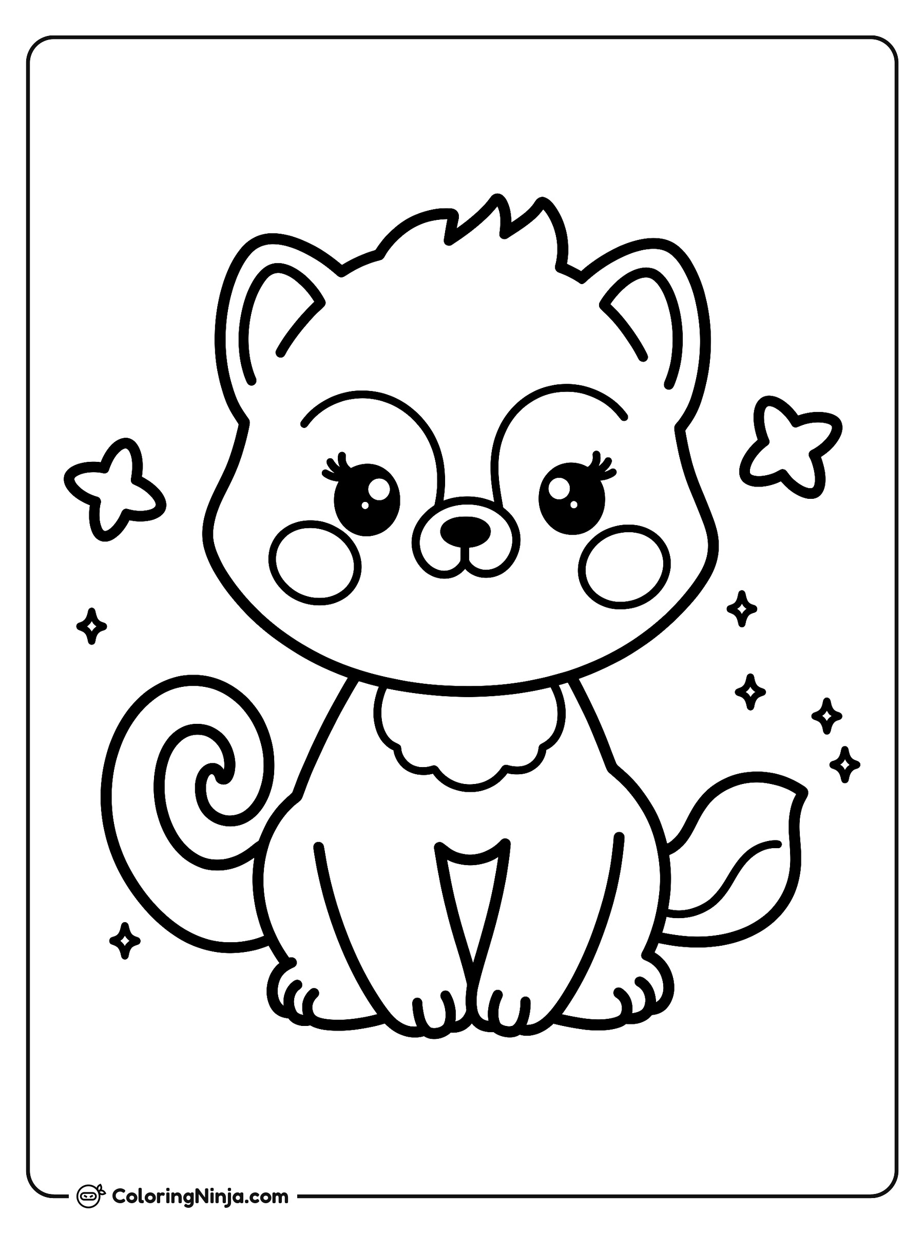 Lindo zorrito con estrellas: dibujo para colorear