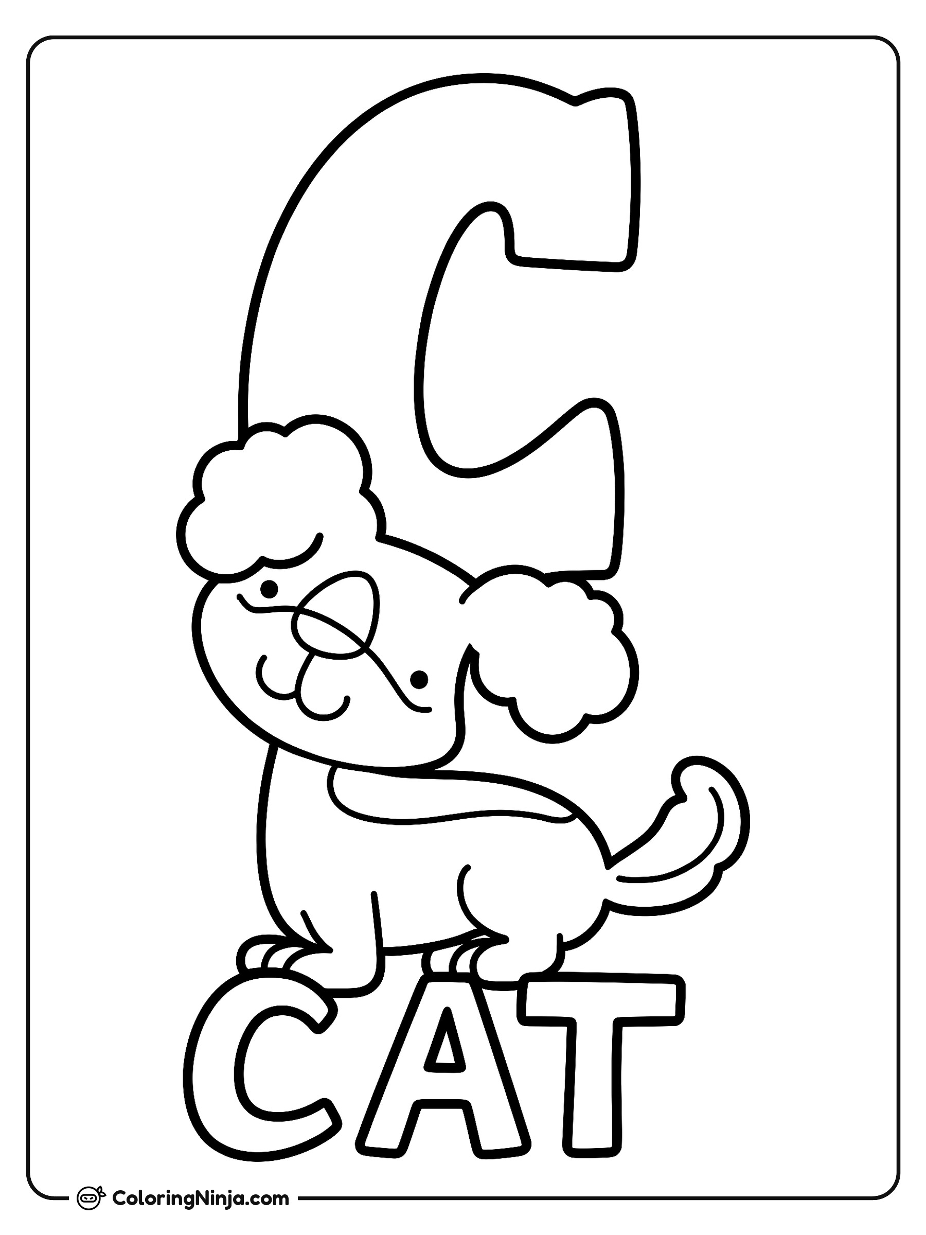 A Silly Cat and Dog Alphabet Coloring Page