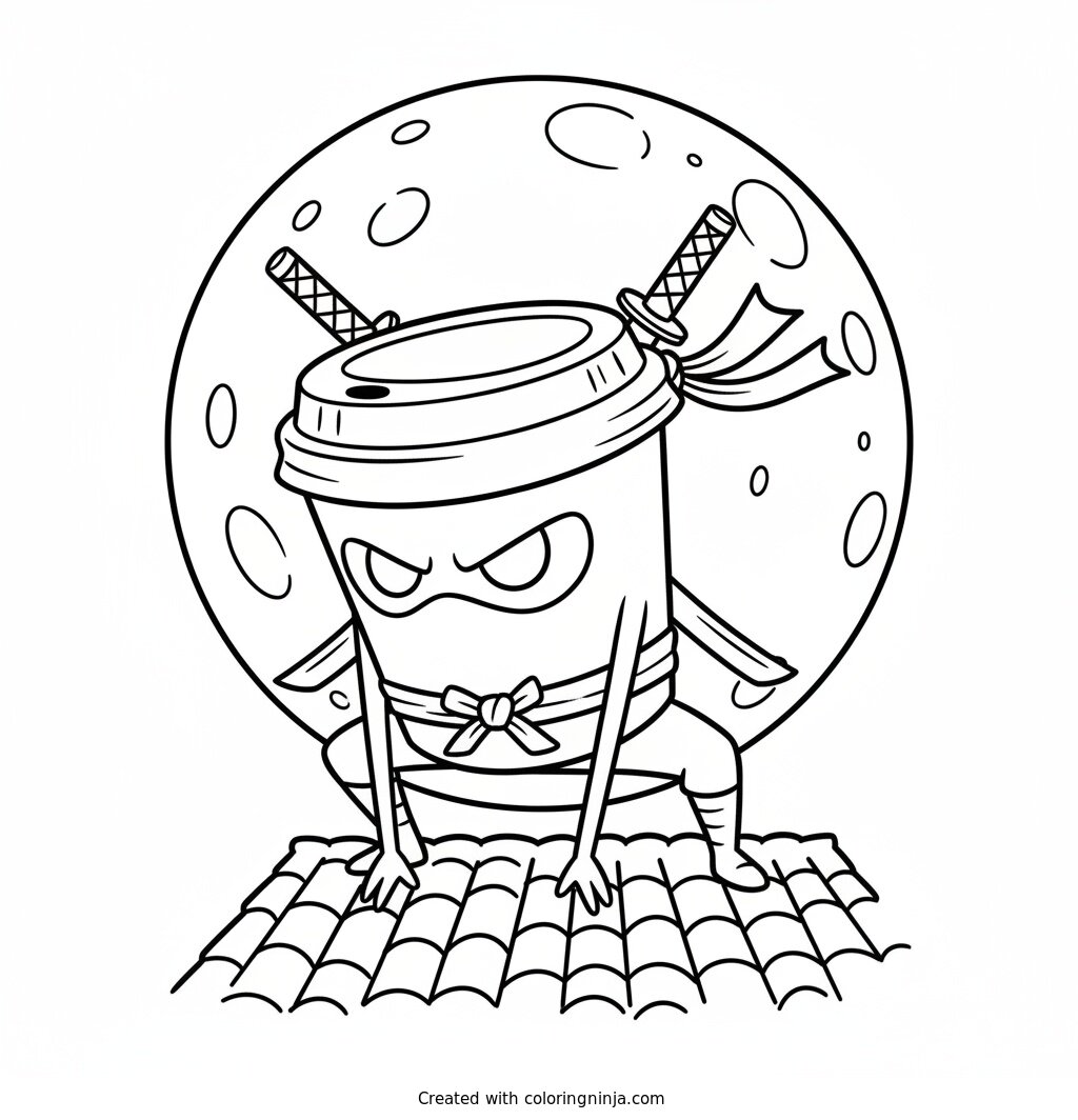 Cappuccino Assassino on a Rooftop Coloring Page