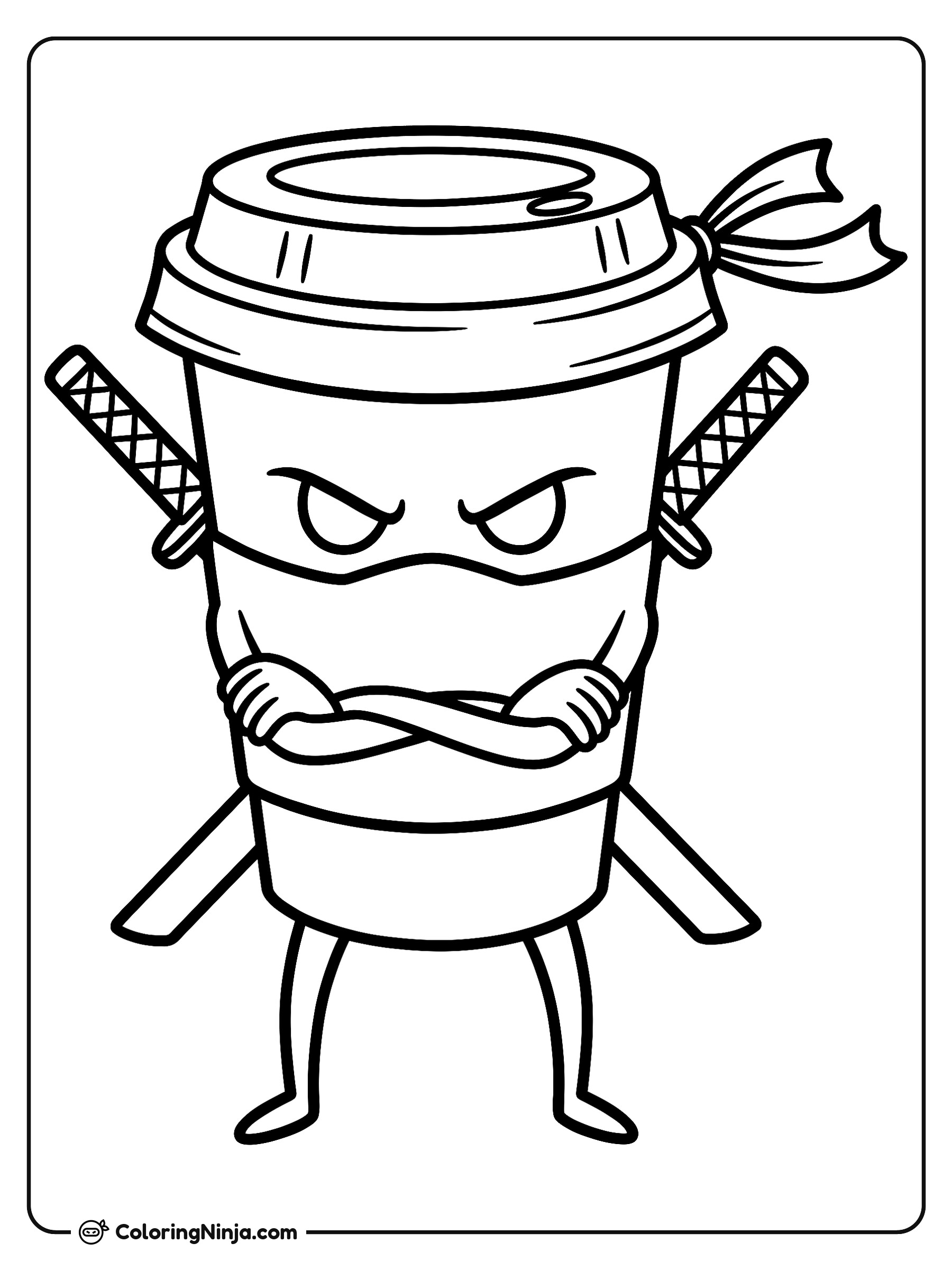 Cappuccino Assassino el vasito ninja: dibujo para colorear