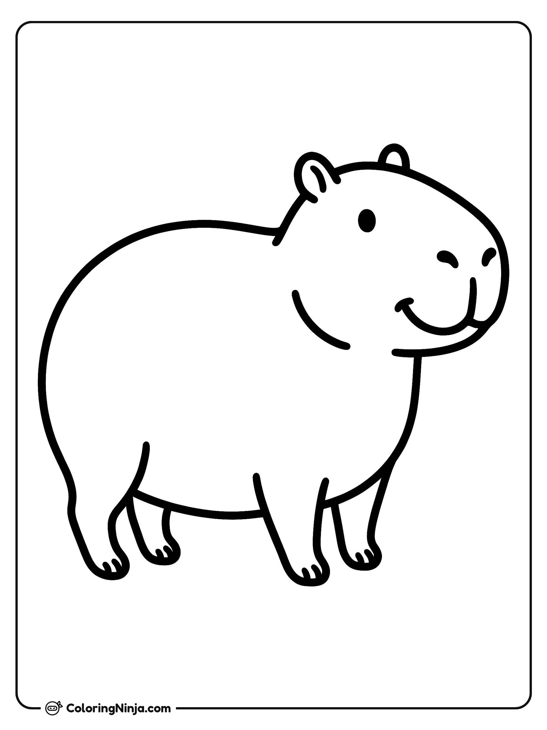 Capibara amigable y sonriente: dibujo para colorear