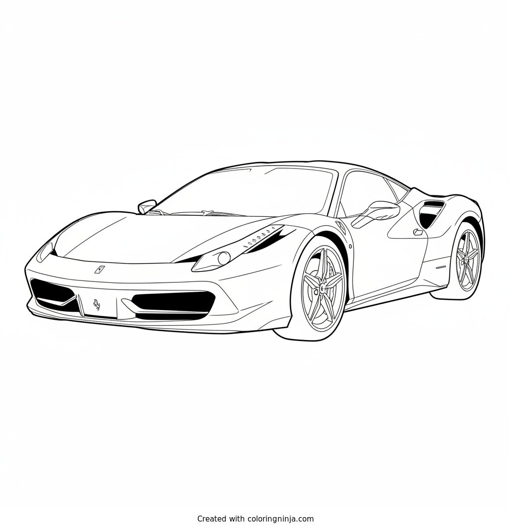 Coloring page of car ferrari
