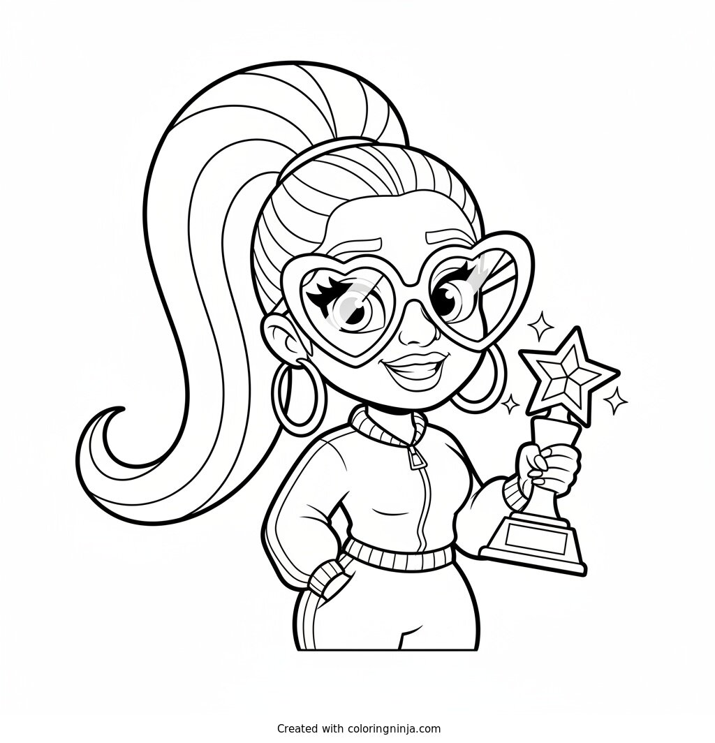 Cardi B Cartoon Award Winner Coloring Page