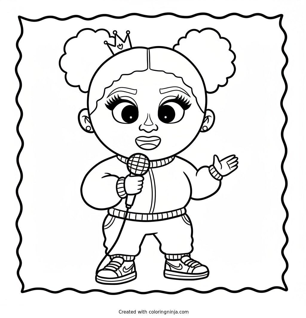 Coloring page of Cardi B rapper