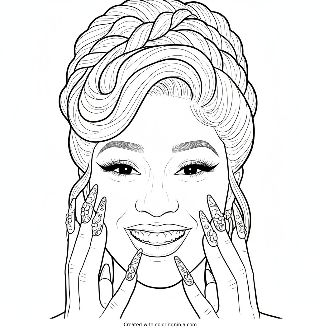Cardi B Stylish Portrait Coloring Page