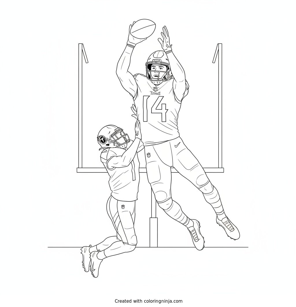 Carnell Tate High Leap Catch Coloring Page