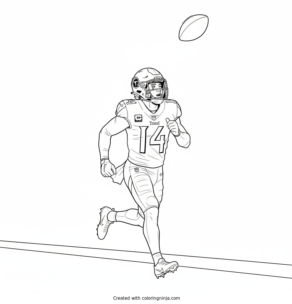 Carnell Tate Deep Route Sprint Coloring Page