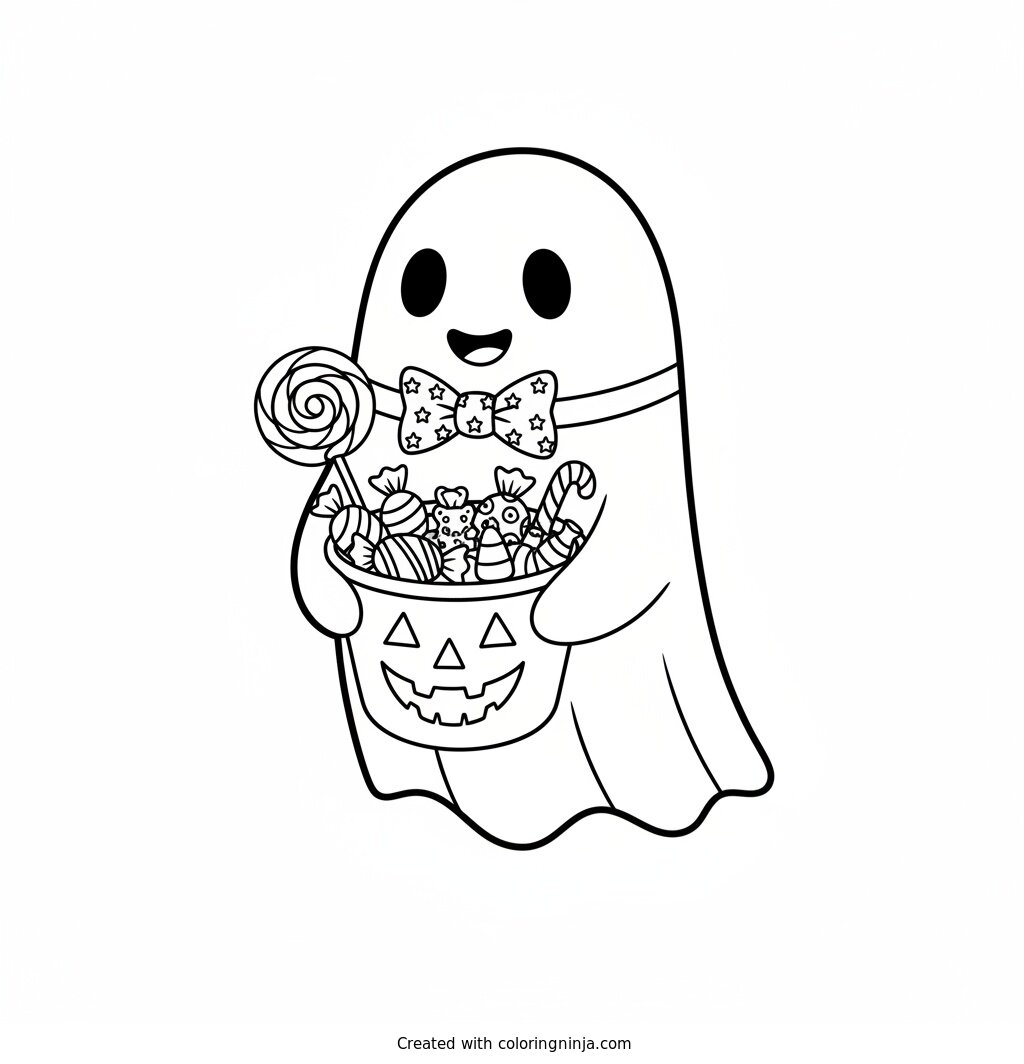 A Friendly Little Ghost Coloring Page